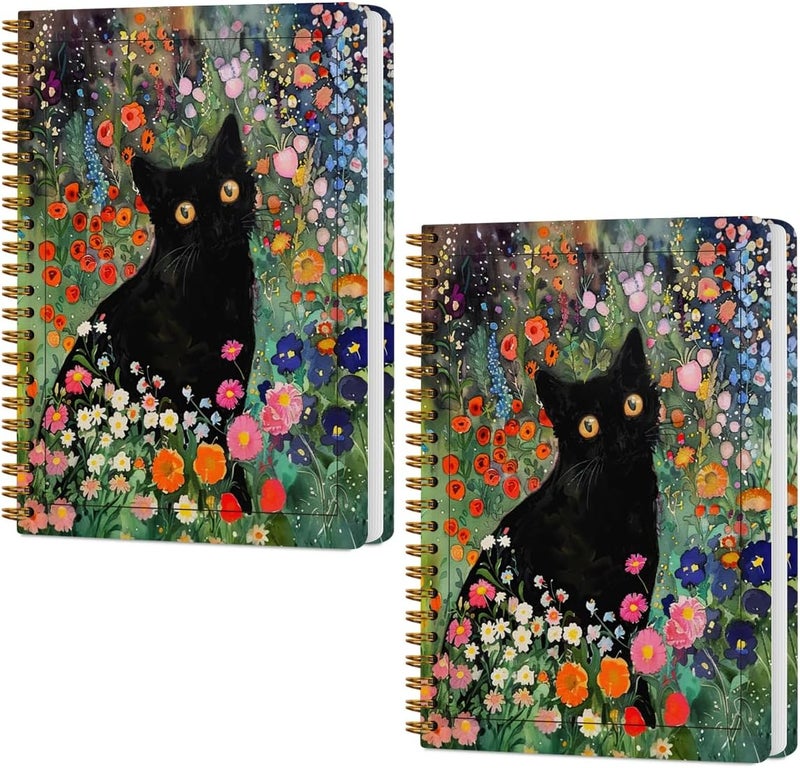 CQM 2 Packs Cat Spiral Notebook Pretty Aesthetic College Ruled Journaling Notebooks Cat Themed Gifts for Women Mom Teacher Friend Journals for Writing Notebook Journal Office Classroom Home Supplies - Image 1